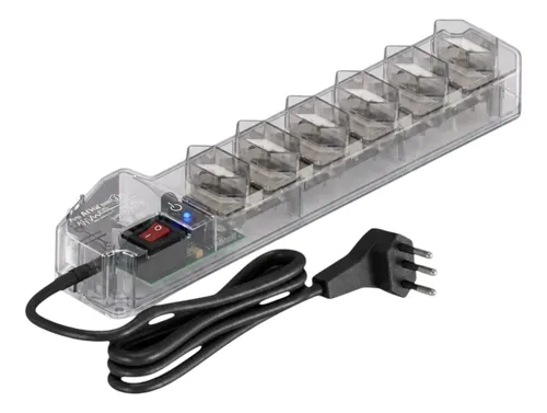 Filtro De Linha 6 Tomadas Bivolt Dps Contra Surtos Eletricos Preto Fume Com Prot