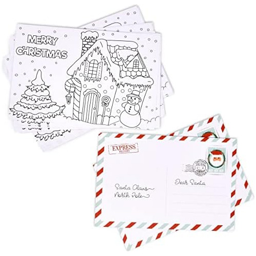 Tarjetas Postales Colorear Navidad, Paquete De 50 Tarje...