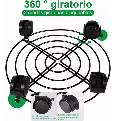 Soporte Para Ollas Con 2 Bases Y Ruedas, 27 X 27 Cm, Color N