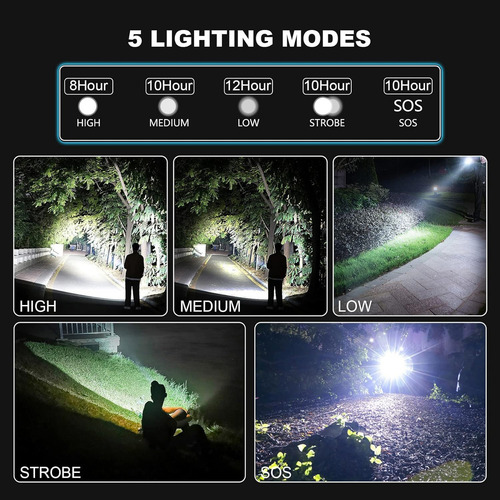 Linterna Recargable Alto Brillo, Linterna Led