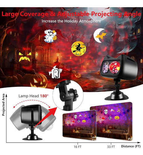Anteqi Halloween Luces De Proyector De Navidad Aire Libre Negro