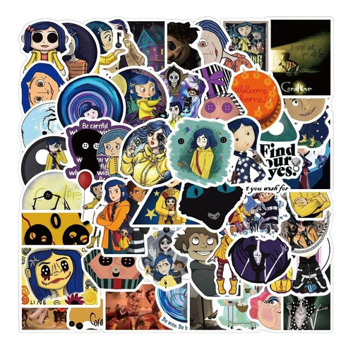 Coraline 50 Calcomanias Stickers Película Contra Agua