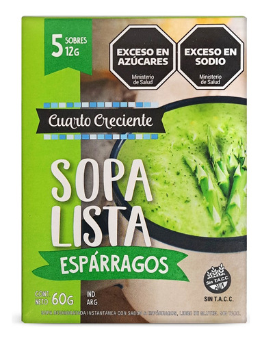 Sopa Lista De Esparragos Cuarto Creciente Sin Tacc X5 Sobres