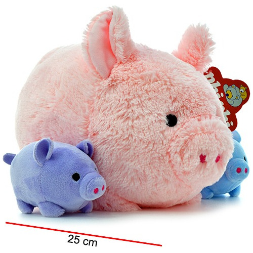 Mama Chanchito Con 2 Hijitos 25cm - Original Phi Phi Toys