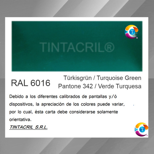 Pintura Epoxi Ral 6016 Kit X 4.5 Lts. Verde Turquesa Brillante