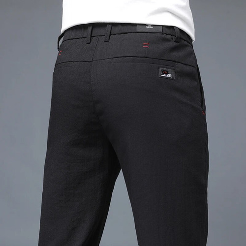 Pantalones Casuales Para Hombre, Con Textura Arrugada, Panta