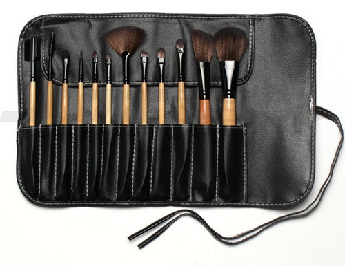 Set 12 Pinceles Y Brochas Maquillaje + Bolso Organizador