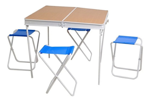 Imagen 8 de 10 de Mesa De Camping Plegable + 4 Banquetas - Valija