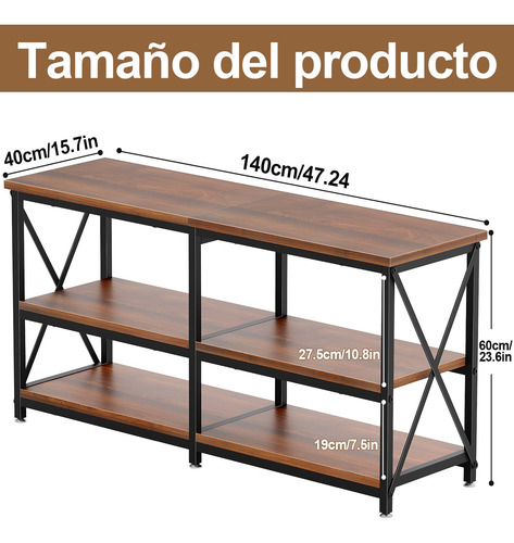140cm Mesa De Centro Mesa Auxiliar Soporte De Tv Con Estante