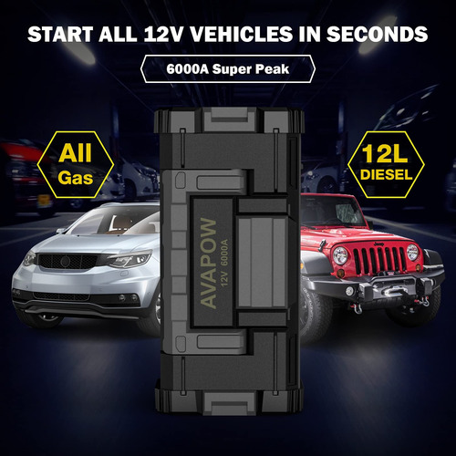 Batería De Coche Jump Starter Avapow 6000a Para Gas/diésel D