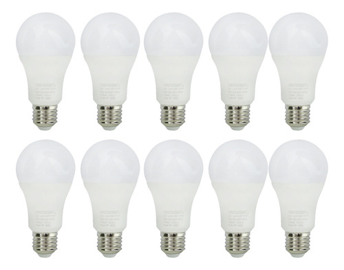 Pack 10 Ampolleta Led 13w E-27 Luz Fria, Megabright