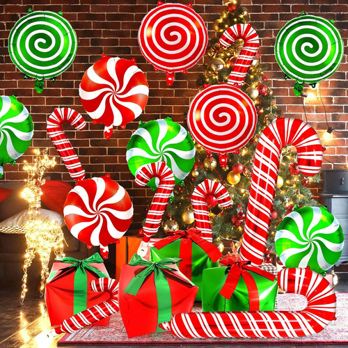 Globos Navideños De Aluminio, 32 Unidades, Globos En Espiral