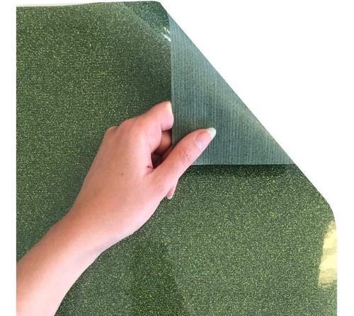 Imagen 3 de 10 de Vinilo Glitter Textil Termotransferible Siser 30x100cm Verde