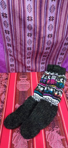 Imagen 2 de 2 de Medias Artesanales De Llama Largas 53cm Lana Norte Alpaca