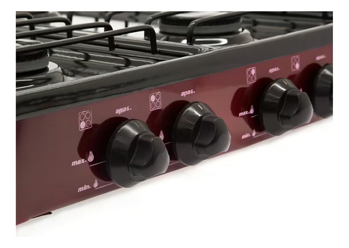 Parrilla 4 Quemadores De Gas Color Vino Marca Superflama