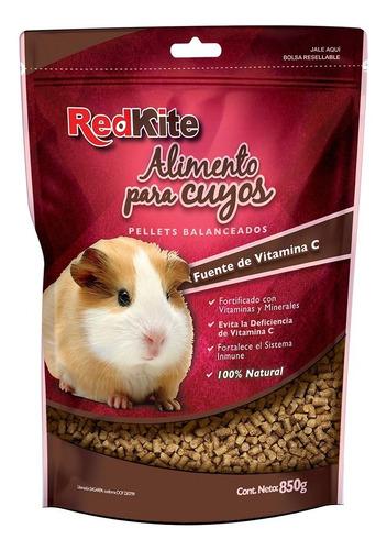Imagen 1 de 5 de Alimento Comida Para Cuyos 850 Gr Salud Crecimiento Redkite