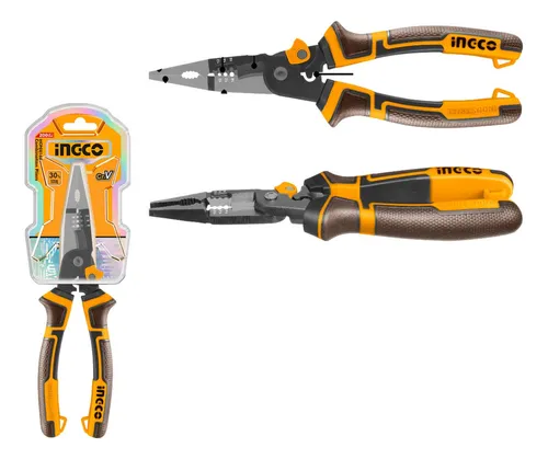 Pinza Punta Fina 8 200mm Cr-v Mult 6 En 1 Ingco Hmflnp28200