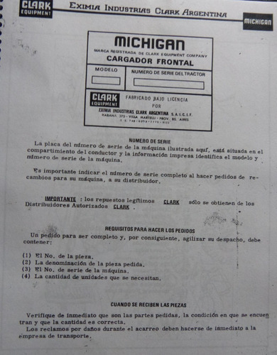 Catálogo Manual De Repuestos Cargador Frontal Michigan 55r