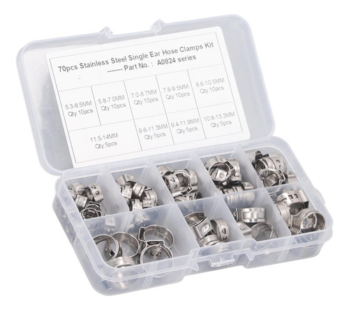 Kit De Abrazaderas Para Manguera De Una Sola Oreja, 70 Pieza