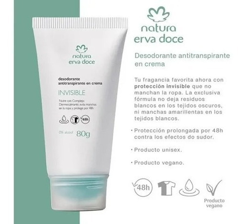 Desodorante En Crema Erva Doce Natura 80 Gr Evita Manchas