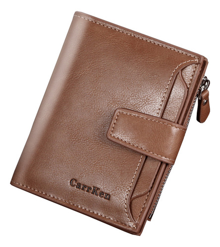 Cartera Hengsheng De Cuero Con Cremallera De Gran Capacidad.