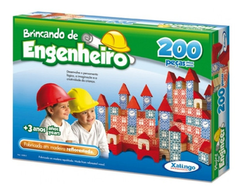 Jogo Brincando De Engenheiro Xalingo - 200 Peças Em Madeira