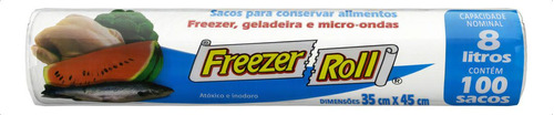 Saco para Freezer, Geladeira e Micro-Ondas 8l Freezer Roll 35cm x 45cm 100 Unidades