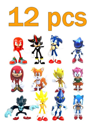 12 Piezas Miniatura Super Sonic Boom Tails Robotnik Knuckles
