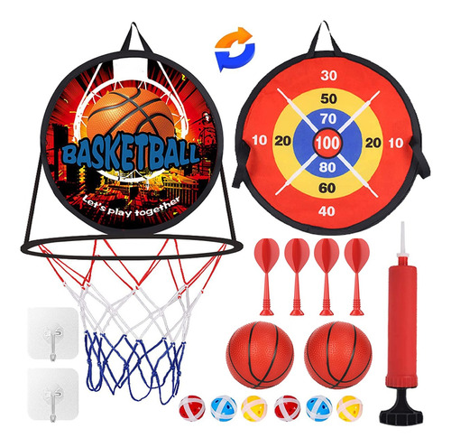 Canasta De Baloncesto Para Pared Con Juego De Dedardos Plega