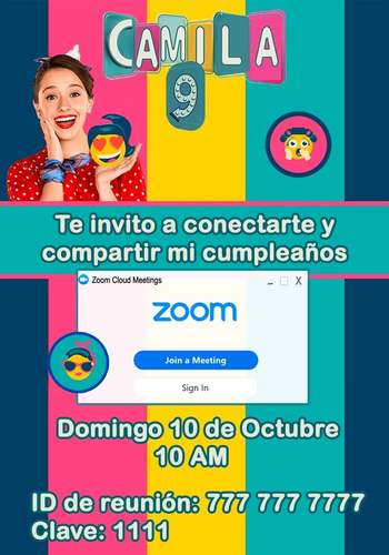 Zoom Tarjeta Invitacion Club 57 Digital Cumpleaños | Cuotas sin interés