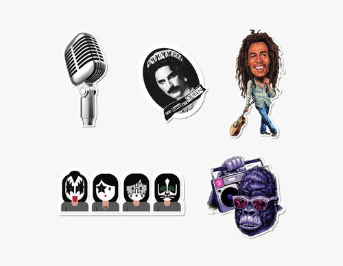 Imagen 4 de 5 de Pack De 20 Stickers Varios Música (p023)