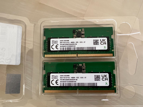 Memoria Ram Sk Hynix 8gb Ddr5-4800 So-dimm (2 Modulos) (Usado)