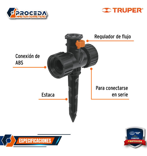 Aspersor Mini De Plástico, Irrigación 360° Truper 12297