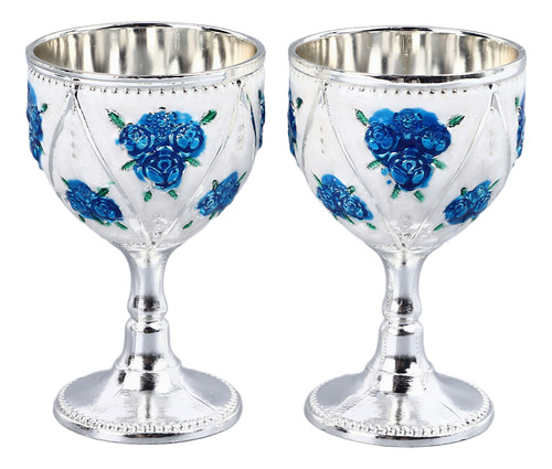 Copa De Vino Vintage De Metal, 2 Piezas, Vasos En Relieve Ex