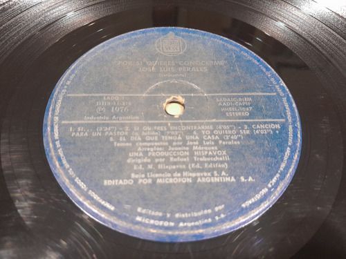 Vinilo - José Luis Perales - Por Si Quieres Conocerme - 1976 (Usado)