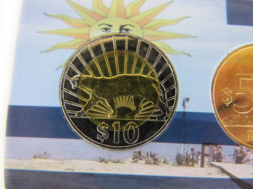 Moeda Antiga Na Cartela Uruguai Peso 2011 Fauna Soberbas