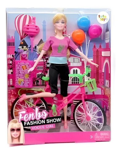 Muñeca Fenbo 30cm Paseo En Bicicleta Accesorios Fb056