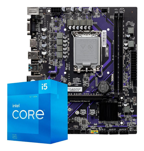 Kit Upgrade Gamer Intel I5-12400f + H610m Cor Preto