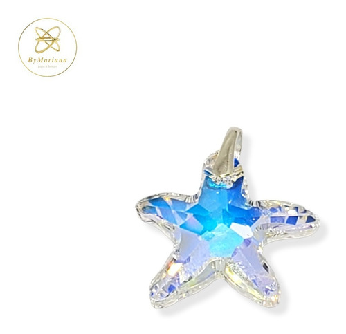 Dije Plata Cristal Swa Estrella De Mar Aurora Boreal 20mm