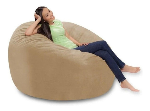 Puff Maçã Suede 110cmx115cmx95cm Confort Com Flocos Isopor