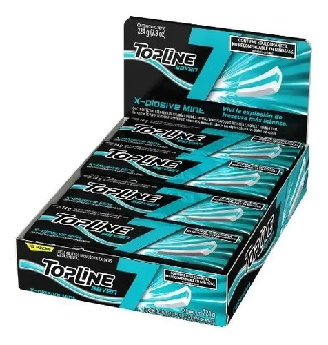 Chicle Topline 7 X-plosive Mint 16u X14grms