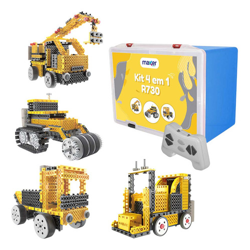 Kit De Robótica Montar Robô 4 Em 1 Maquinas Controle - R730