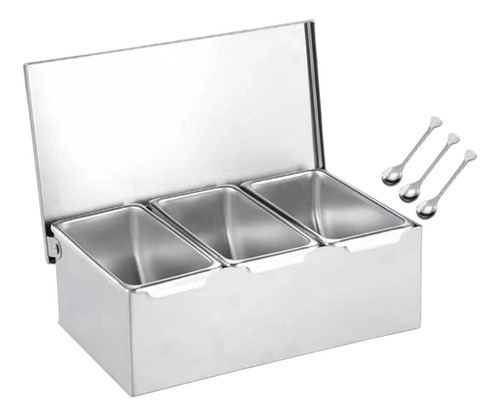 Caja De Condimentos De Acero Inoxidable, Caja De 3 Rejillas