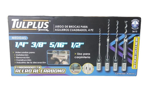4pz Juego De Brocas Para Agujero Cuadrado Tulplus Ad3613