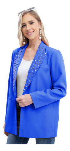 Sacos Dama Formal Elegante Blazer Casual Con Botón Pedrería