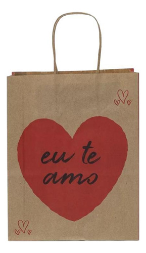 Sacola Kraft Dia Das Maes Love Amor 17,5x8,5x21,5cm 100un