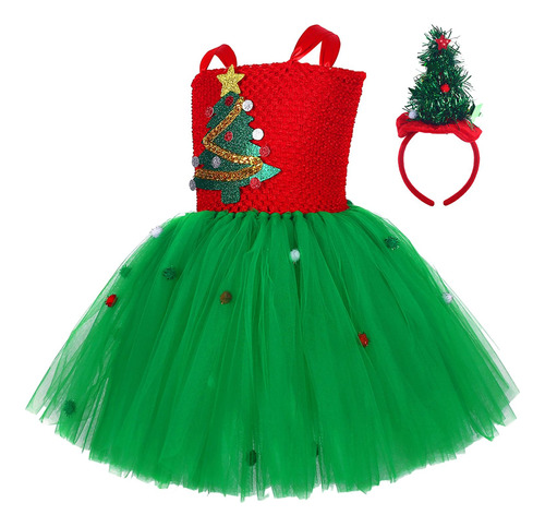 Disfraz De Árbol De Navidad Para Niñas, Vestido Tutú Para