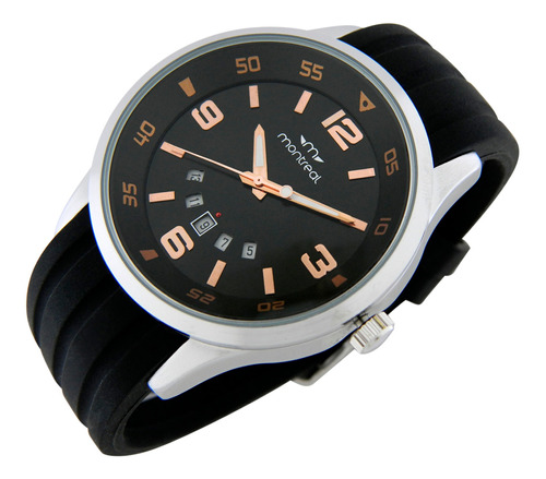 Reloj Montreal Hombre Ml1024 Calendario Malla De Caucho