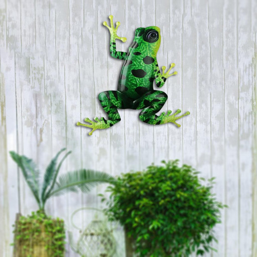 3 Adornos Coloridos De Rana, Fácil Instalación, Verde