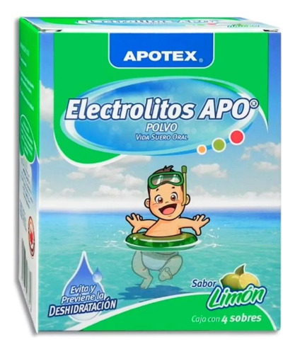 Electrolitos Orales Polvo Sabor Limón Apotex Caja 4 Sobres